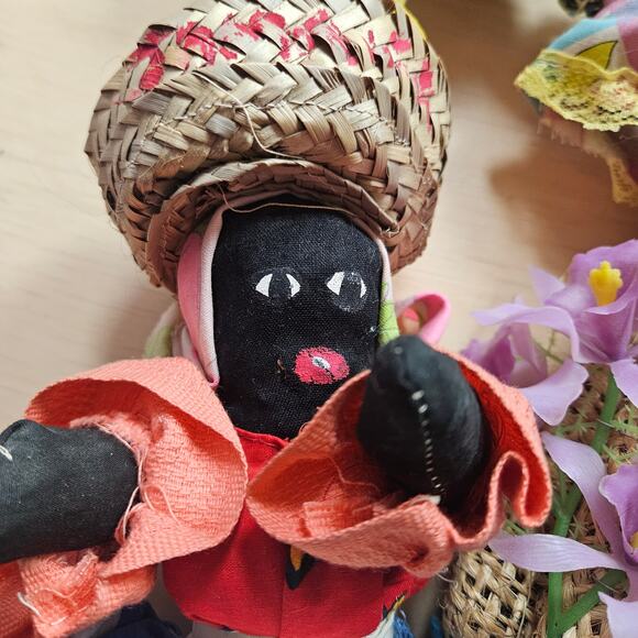 2 Handmade Dolls Jamaican Rag & Tropical Calypso Queen Doll Islands Folk Art - Picture 6 of 9